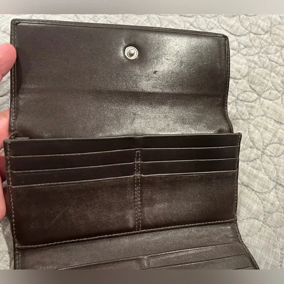 Coach Brown Logo Tri-fold wallet Used - Picture 4 of 10
